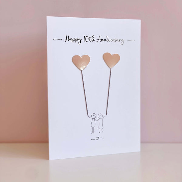 10th Wedding Anniversary card - Personalised Tin Aluminium anniversary card