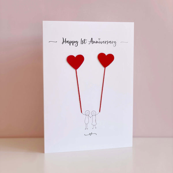 1st personalised wedding anniversary card (Paper anniversary)